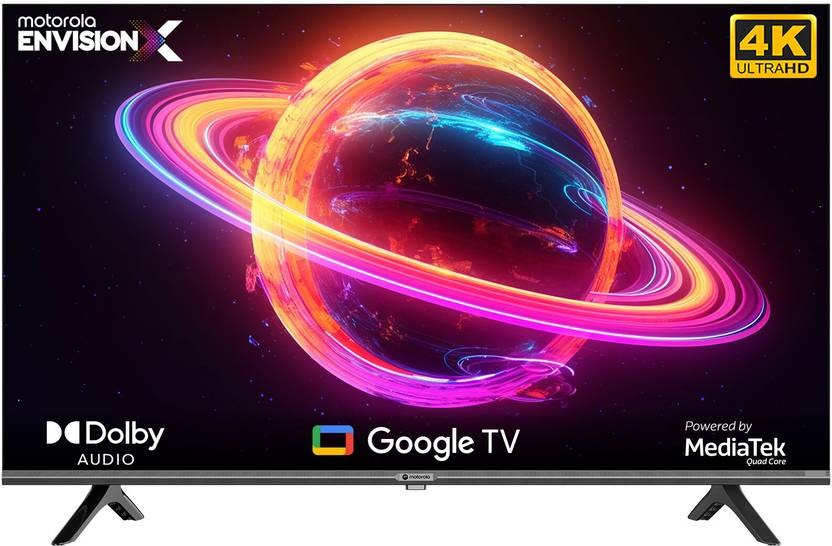 MOTOROLA EnvisionX 109 cm (43 inch) Ultra HD (4K) LED Smart Google TV with Inbuilt Box Speakers  (43UHDGDMBSXP)